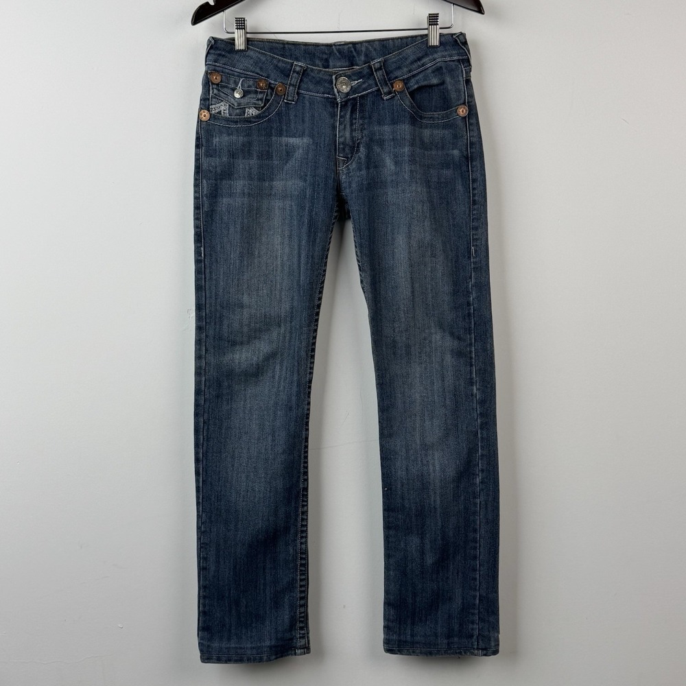 True Religion Bobby Jeans Womens 29 Blue Straight Stretch Denim Flap Pocket Y2K
